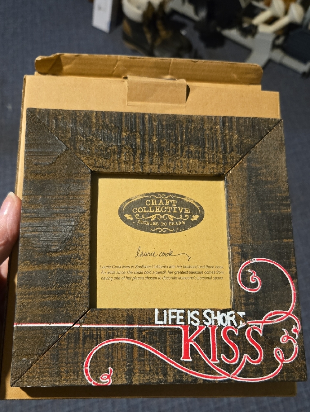Avon Blue Lettering on Kraft Cardboard